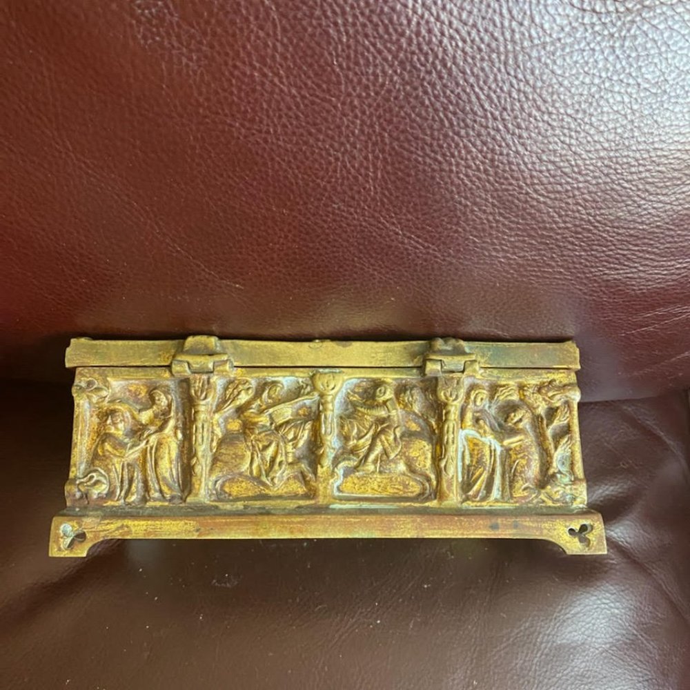 ANTIQUE  BRONZE  TRINKET    JEWELRY   BOX